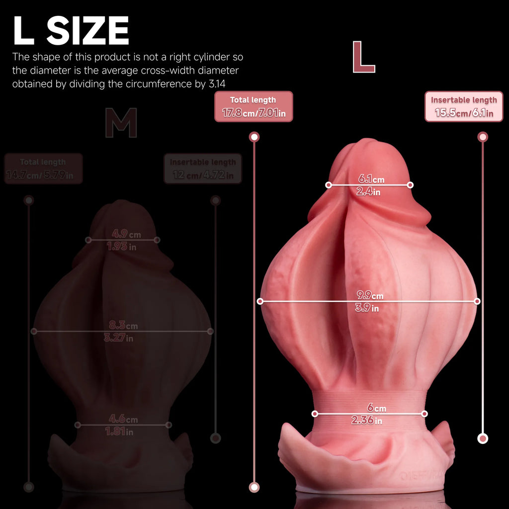 Oieffur Fissure Fantasy Stroker petal-textured platinum silicone dildo for penetrative pleasure, showcasing detailed design and realistic features.