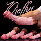 Horse-inspired platinum silicone dildo from Oieffur, featuring a strong bow design and detailed horse features.