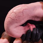 Horse-inspired platinum silicone dildo from Oieffur, featuring detailed equine design and smooth surface.