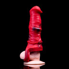Oieffur male silicone penis sleeve with girth and length extension, shown as a flexible, textured sheath for enhancement.