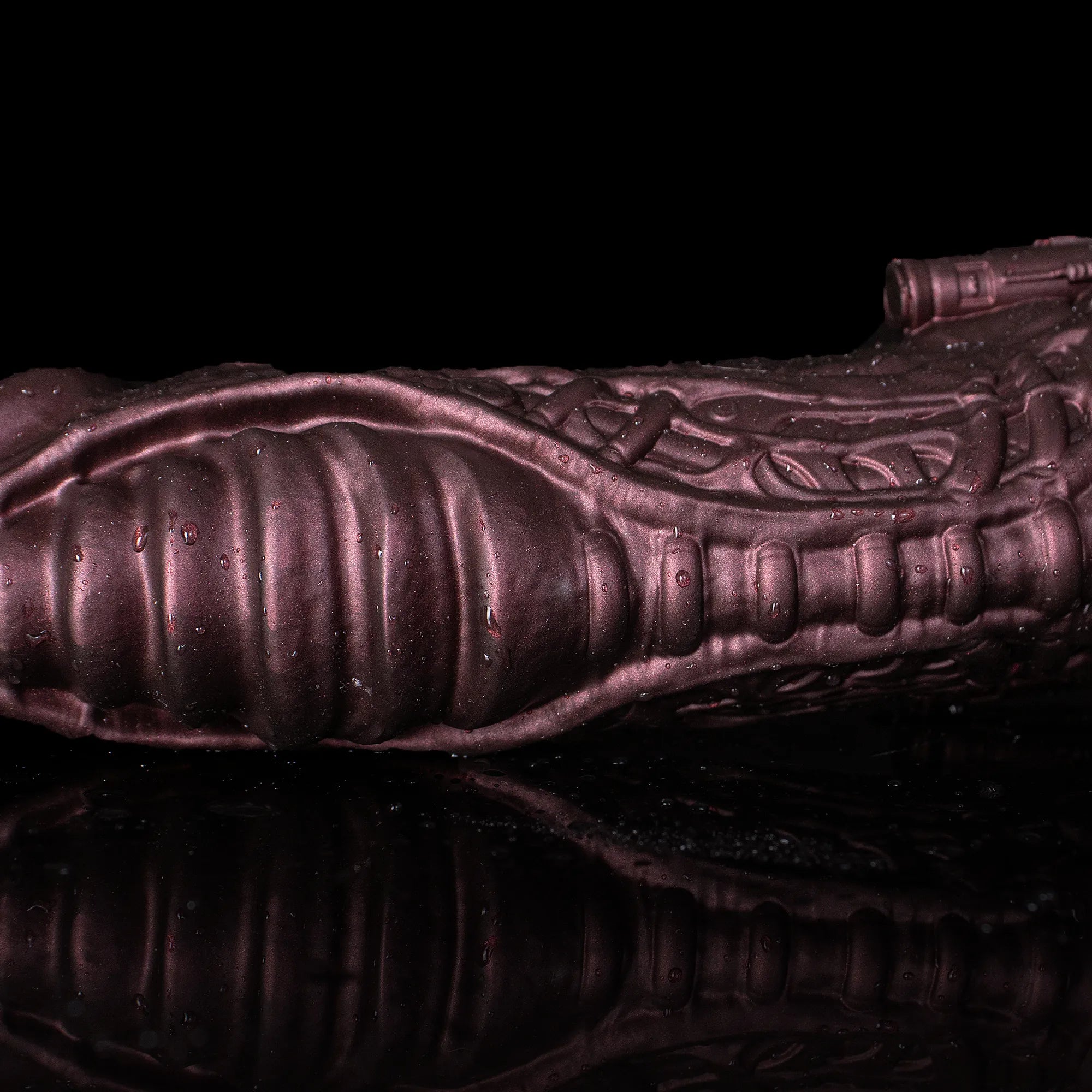 Oieffur Cyberpunk Sheath Male Extender Sleeve with mechanical design, realistic feel, and textured surface for penis enhancement.