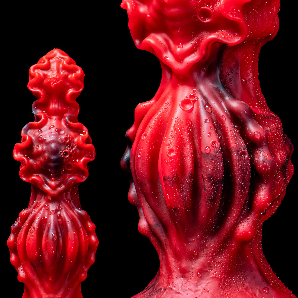 Oieffur Abyssal Depths beaded dildo made of medical grade silicone, featuring a textured, beaded design for fantasy pleasure.