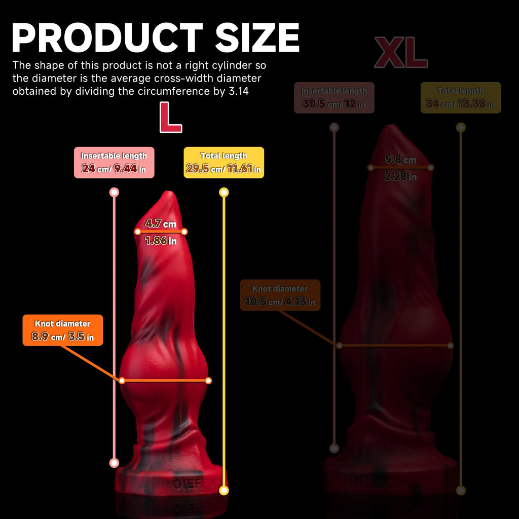 Realistic Firewolf silicone dildo resembling a wolf and dog by Oieffur, detailed textured design, shown in a natural pose.