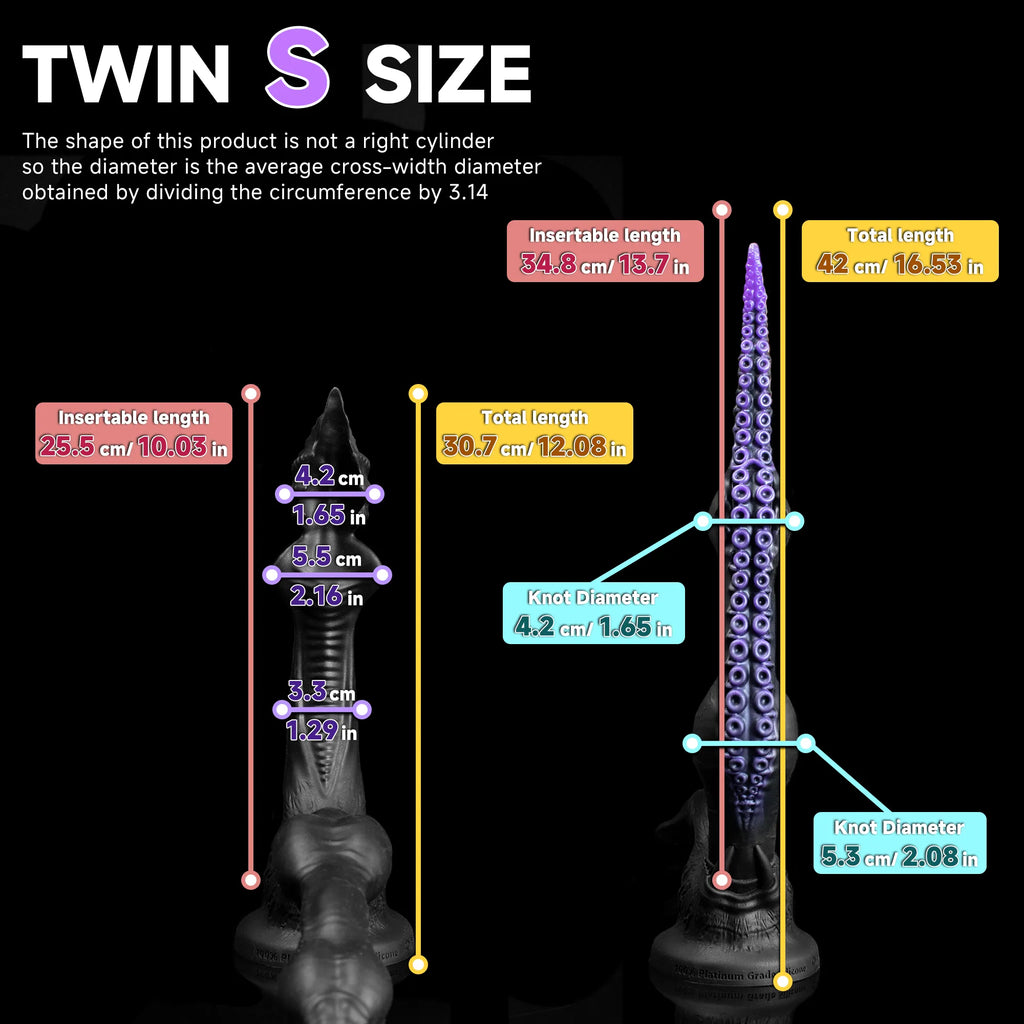 Oieffur Twin Fantasy double-ended dildo with alien tentacle design, featuring detailed textured silicone for adult pleasure.