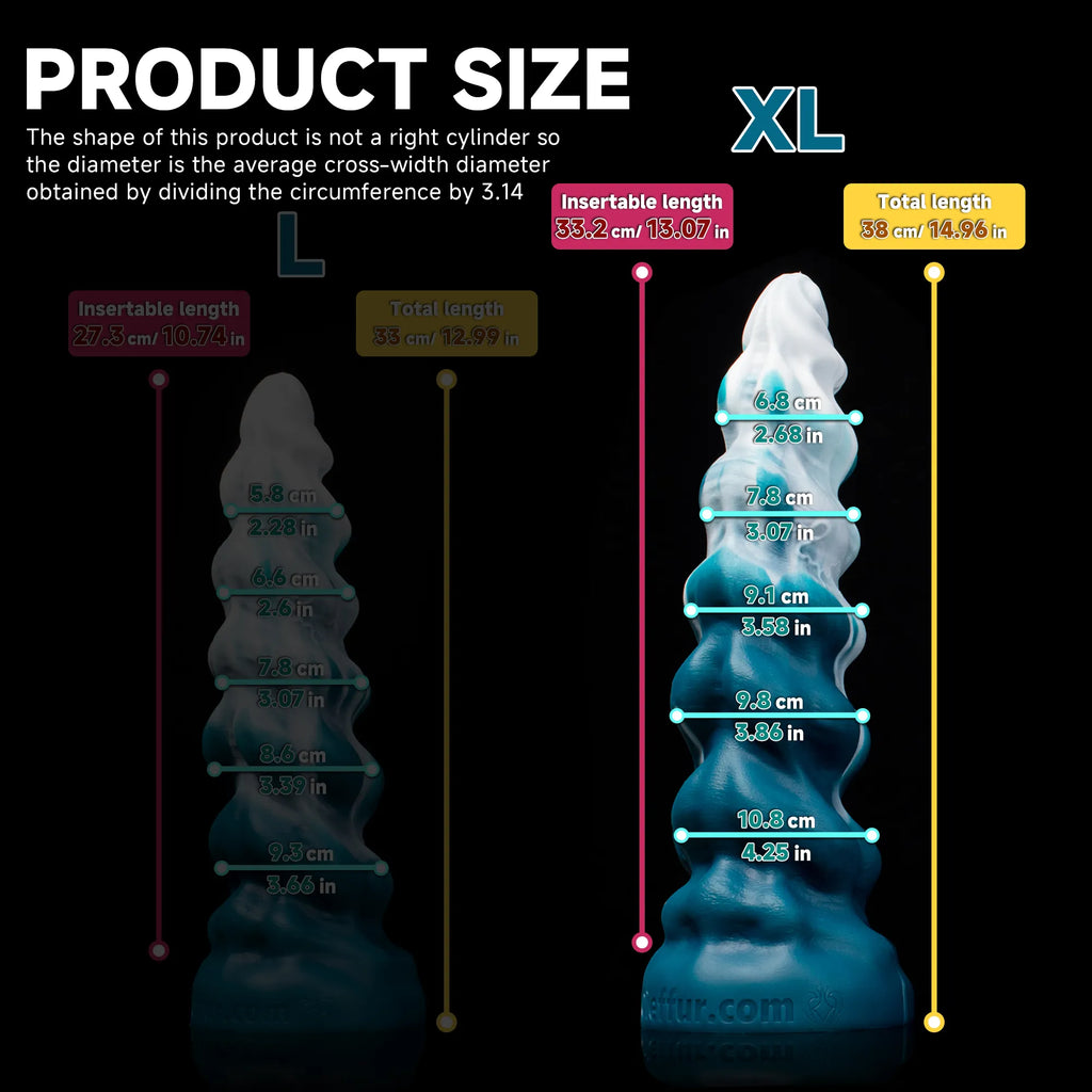 Oieffur Thick Conqueror Platinum silicone dildo with tapered design, fantasy dildo for adult pleasure, shown in XL size.