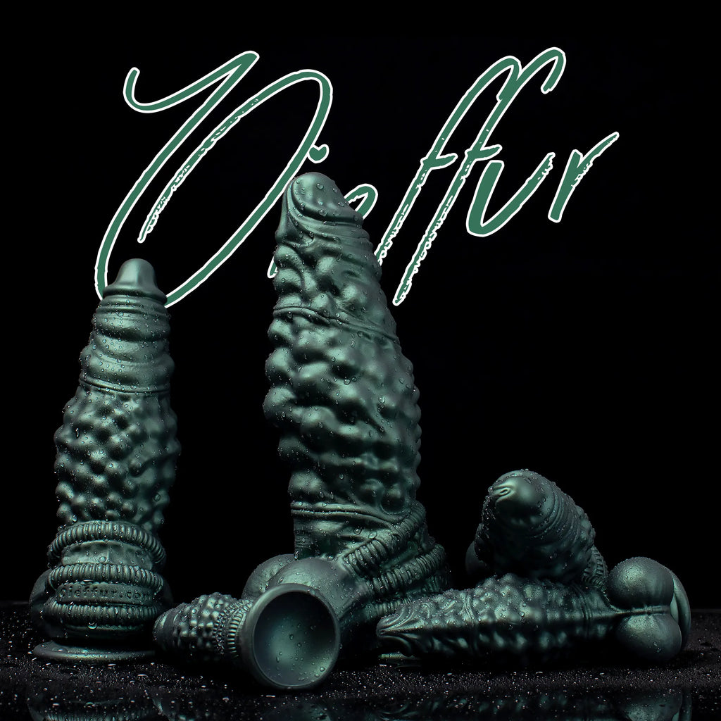 Nexus Node Monster Toy by Oieffur, fantasy dildo with alien texture in platinum silicone, detailed design visible in the image.