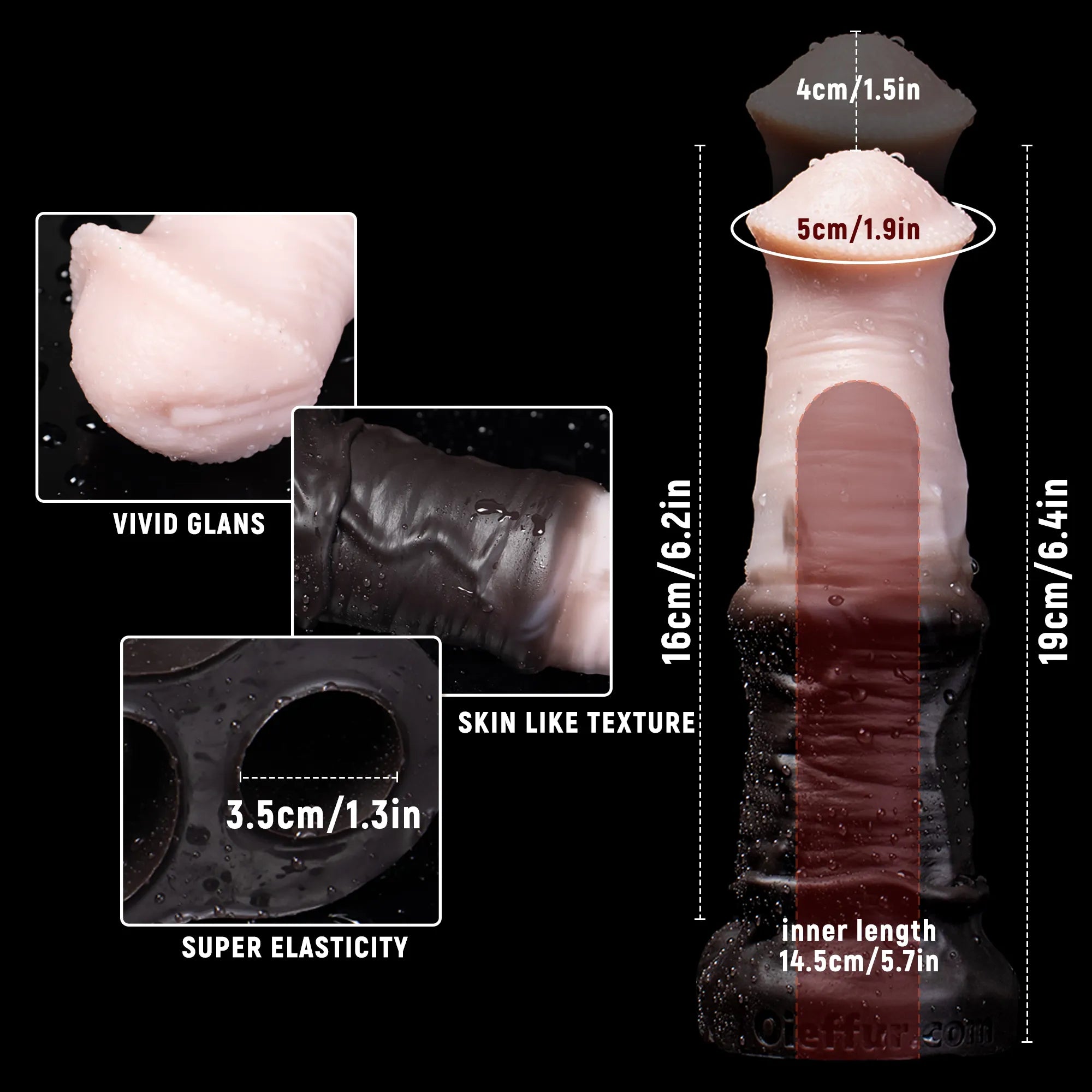 Pink silicone horse sheath penis extender from Oieffur, adds girth and length, designed as a penis sheath for enhancement.