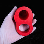Oieffur male silicone penis sleeve and extender, red sheath designed to enhance girth and length during intimacy.